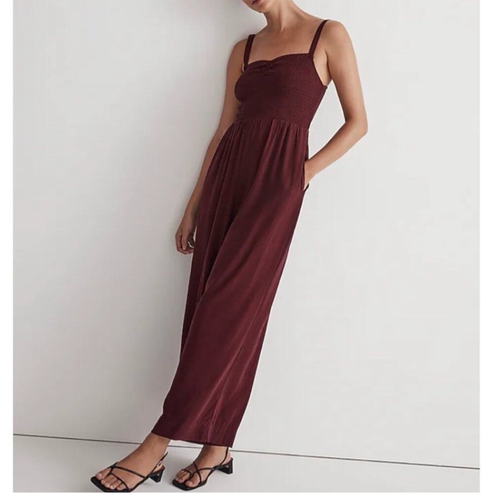 Madewell Petite Lucie Wide-Leg Jumpsuit Smocked Size LP